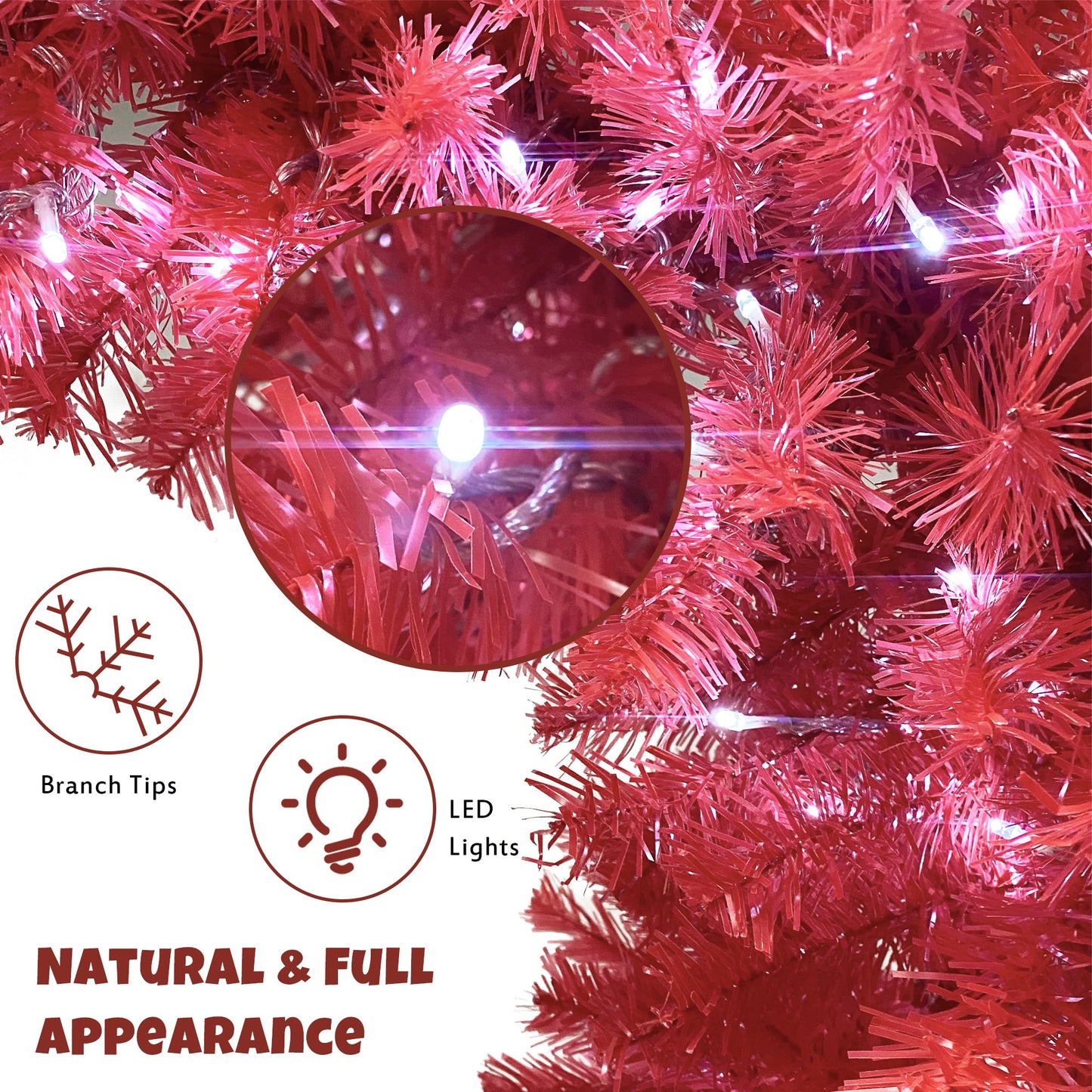 6FT Curved Top Artificial Fir Christmas Tree with LED Lights