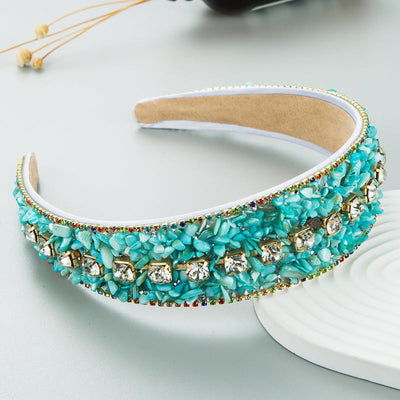 Conjunto de Diademas Anchas de Diamante Turquesa Colorido