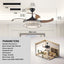 Modern LED retractable ceiling fan with lighting and remote control, silent reversible motor, 4-blade modern ceiling fan - Korvel