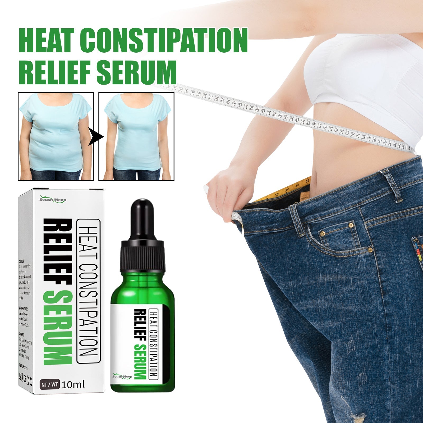 Heat Constipation Relief Serum, Firming Abdominal Fat Clear Stool Body Massage Health Care - Korvel