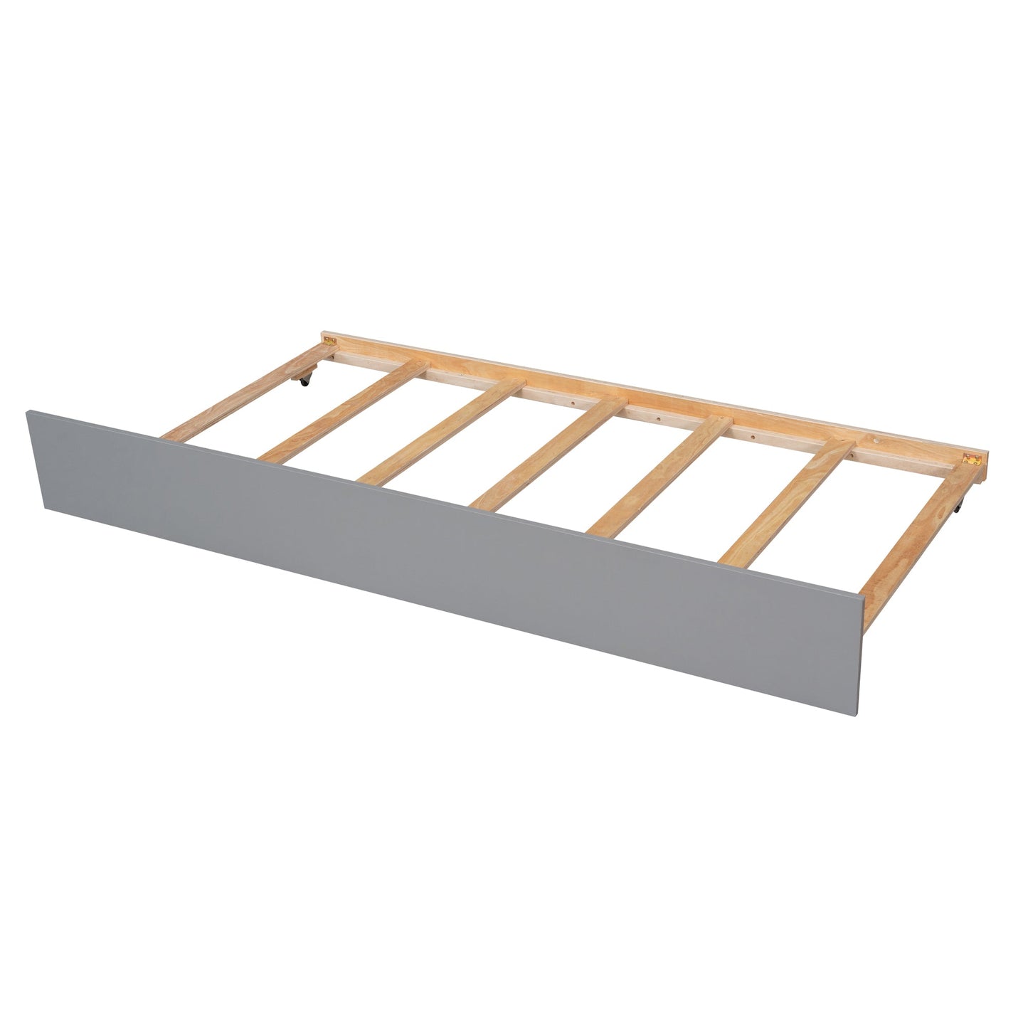 Full Size Platform Bed with Trundle and Shelves Gray - Korvel