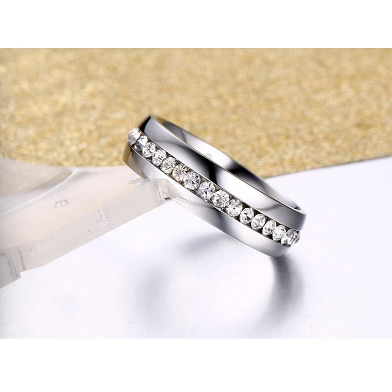crystal wedding ring for women 6mm stainless steel engagement - Korvel