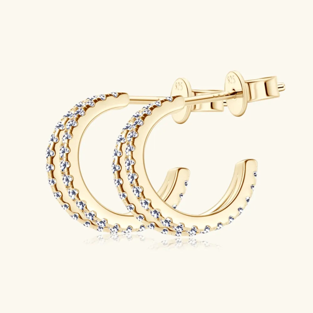 Moissanite 925 Sterling Silver C-Hoop Earrings - Korvel