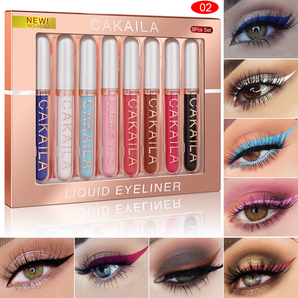 CAKAILA  8 color Matte Glitter Color Liquid Eyeliner Set Long lasting and not smudged - Korvel