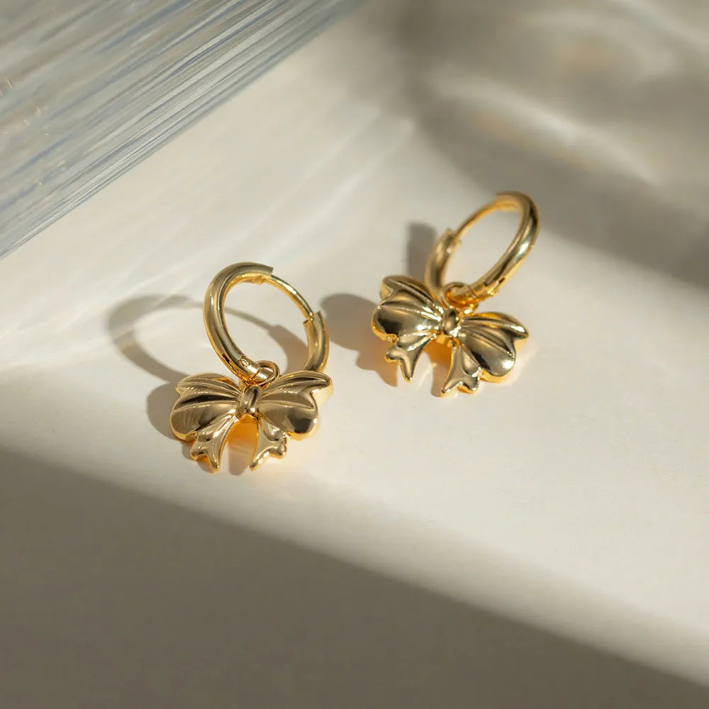 18K Gold-Plated Bow Earrings - Korvel