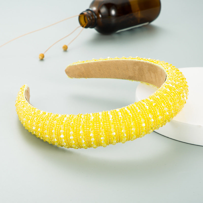 Hair Hoop Hand Woven Beaded Head Hoop Female Baroque Sponge Hair Bundle Korean Style Of The Net Red Face Wash Hair Accessories - Korvel