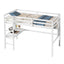 Twin Loft Bed with built-in desk and bookcase of three compartments, Guardrails and Ladder,White - Korvel