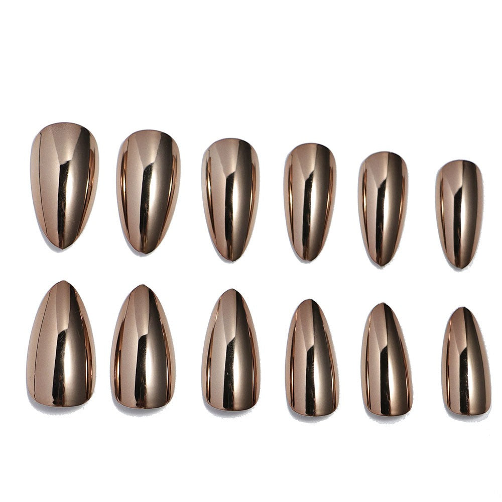 Wearable Nails European and American Style Electroplated Fake Nails Bronze Wearable Patch Manicure Nail Finished Products - Korvel