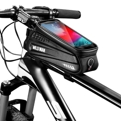 WILD MAN Hard shell bicycle bag front beam bag mountain bike phone touch screen upper tube bag saddle bag riding equipment - Korvel