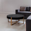 Modern Handcraft Drum Coffee Table 31.5 inch Round Coffee Table for Living Room,Small Coffee Table with Sturdy Pedestal,Black - Korvel