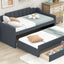 Twin Size Upholstered Daybed with Trundle and Three Drawers Grey - Korvel