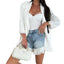 European and American Style Straight Jeans Splicing Lace Women's Shorts Summer Loose Slimming Straight Sexy Women's Shorts - Korvel