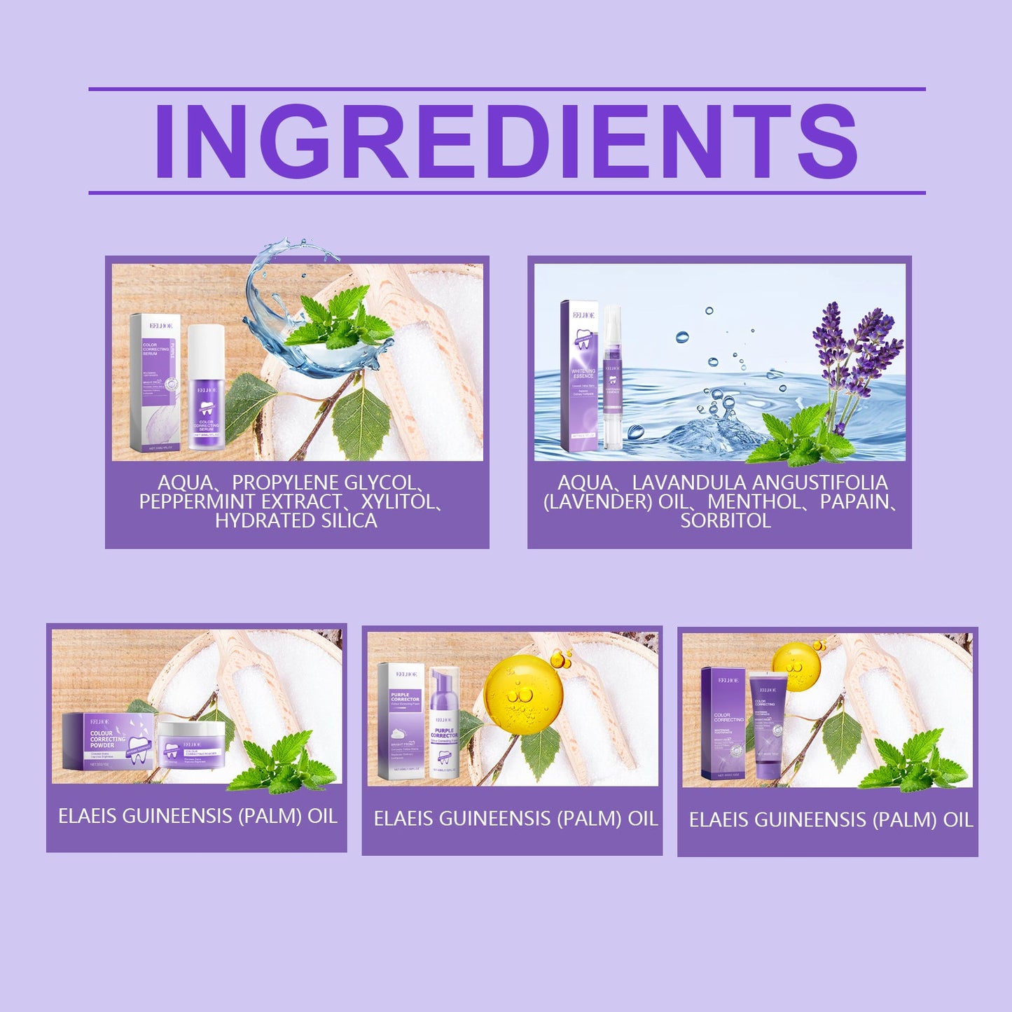 Ensemble de blanchiment des dents tonique violet pour une haleine fraîche