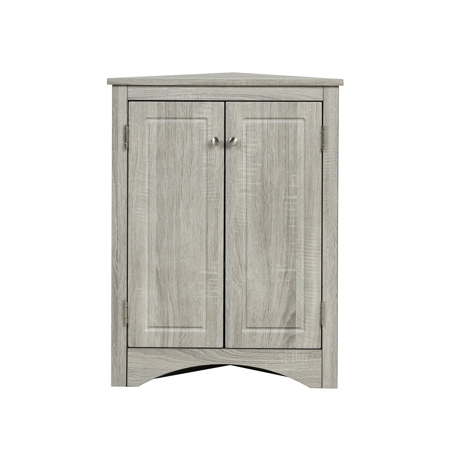 Oak Triangle Bathroom Storage Cabinet with Adjustable Shelves, Freestanding Floor Cabinet for Home Kitchen - Korvel