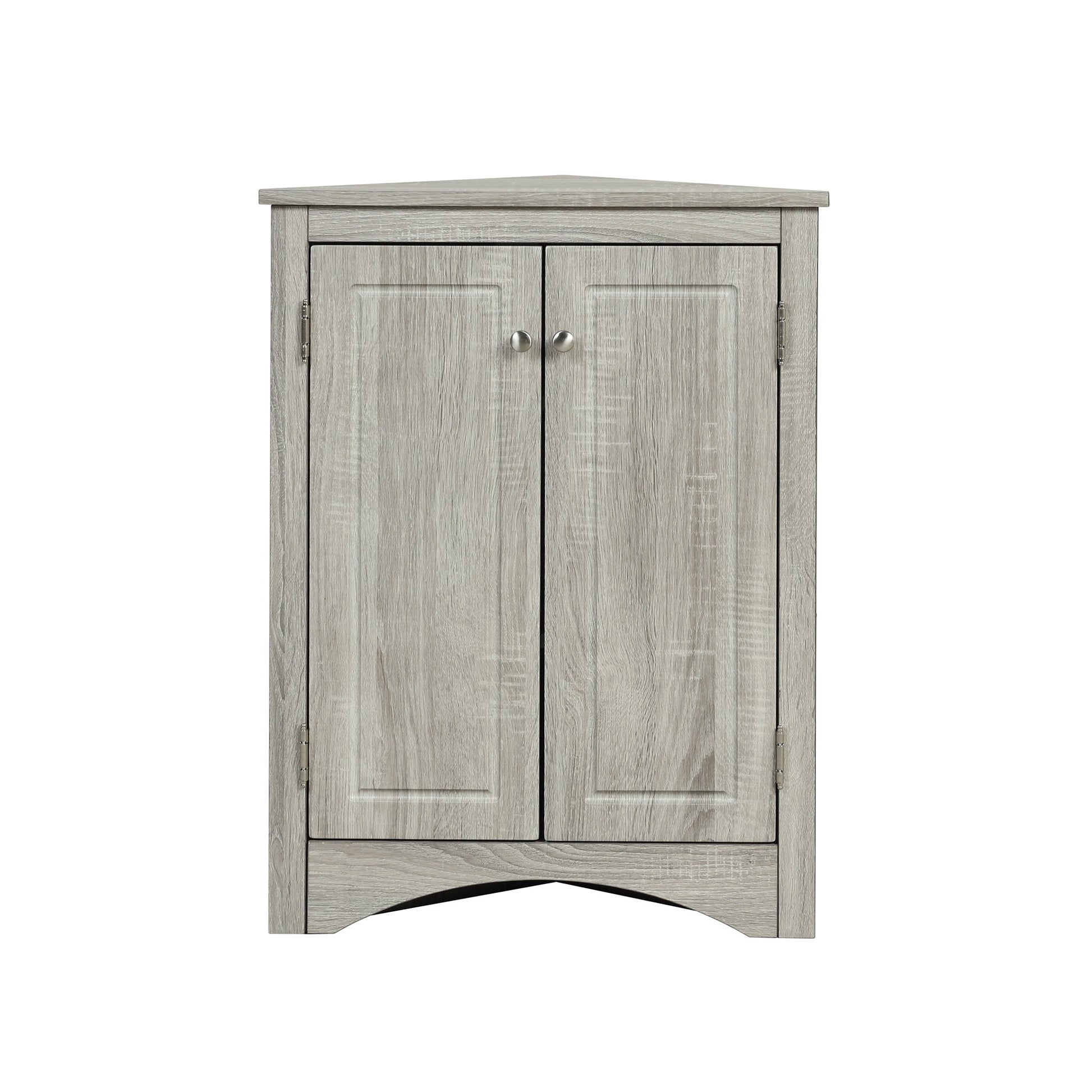 Oak Triangle Bathroom Storage Cabinet with Adjustable Shelves, Freestanding Floor Cabinet for Home Kitchen - Korvel