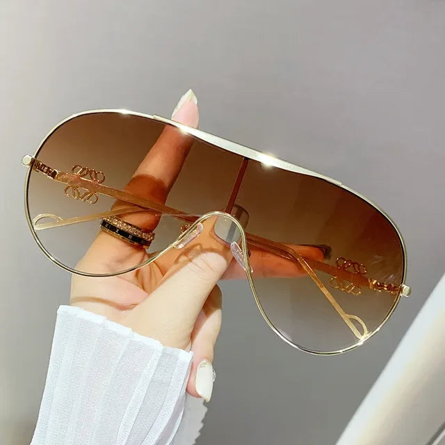 Metal one-piece sunglasses, one-piece large-frame sports goggles, cycling windproof sunglasses, men's and women's advanced sense - Korvel