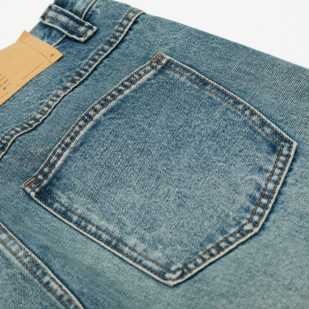 Hole-Washed Denim Long Pants Men's Loose Faded Whitewashed Wide-Leg Straight Trousers European and American Street Fashion Versatile Dad Pants - Korvel