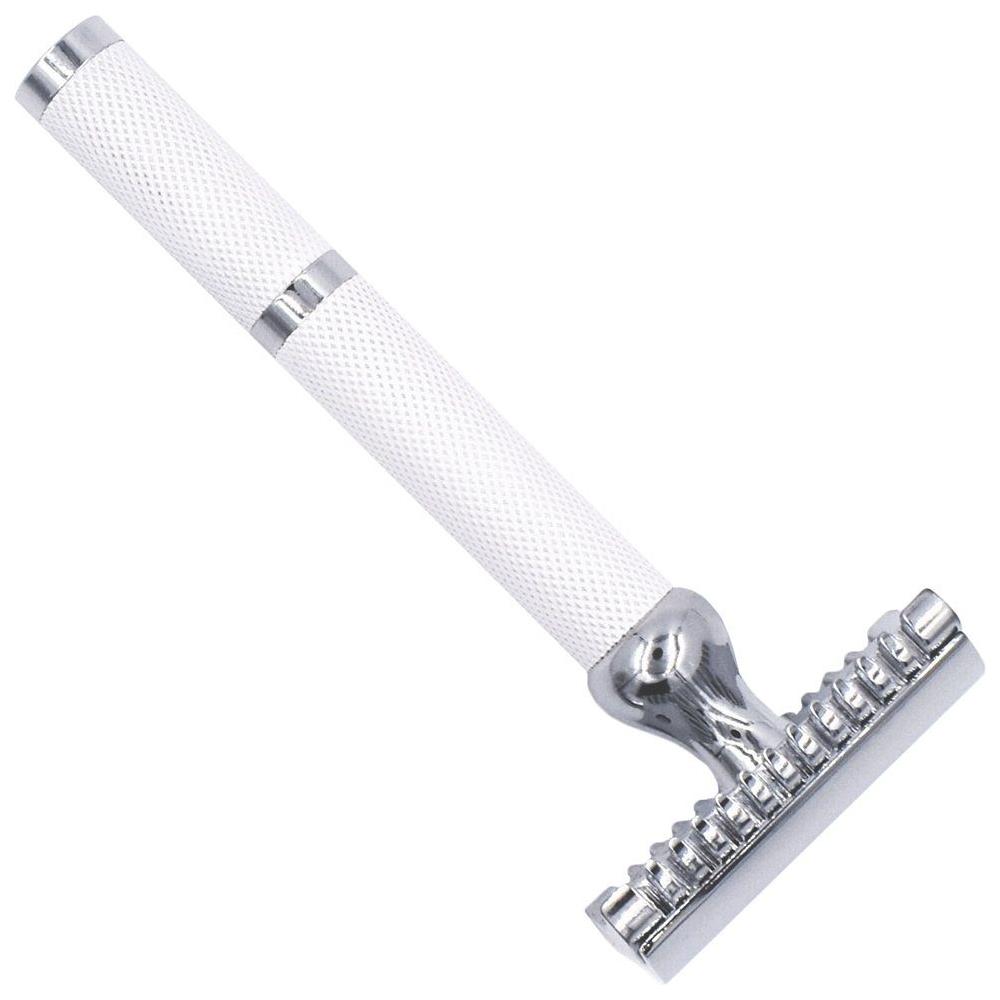 Rasoir de sécurité à peigne ouvert Parker 70C blanc et chrome