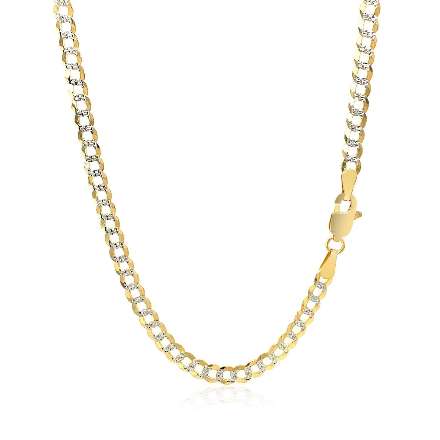 14k Two Tone Gold Pave Curb Chain - 3.6 mm