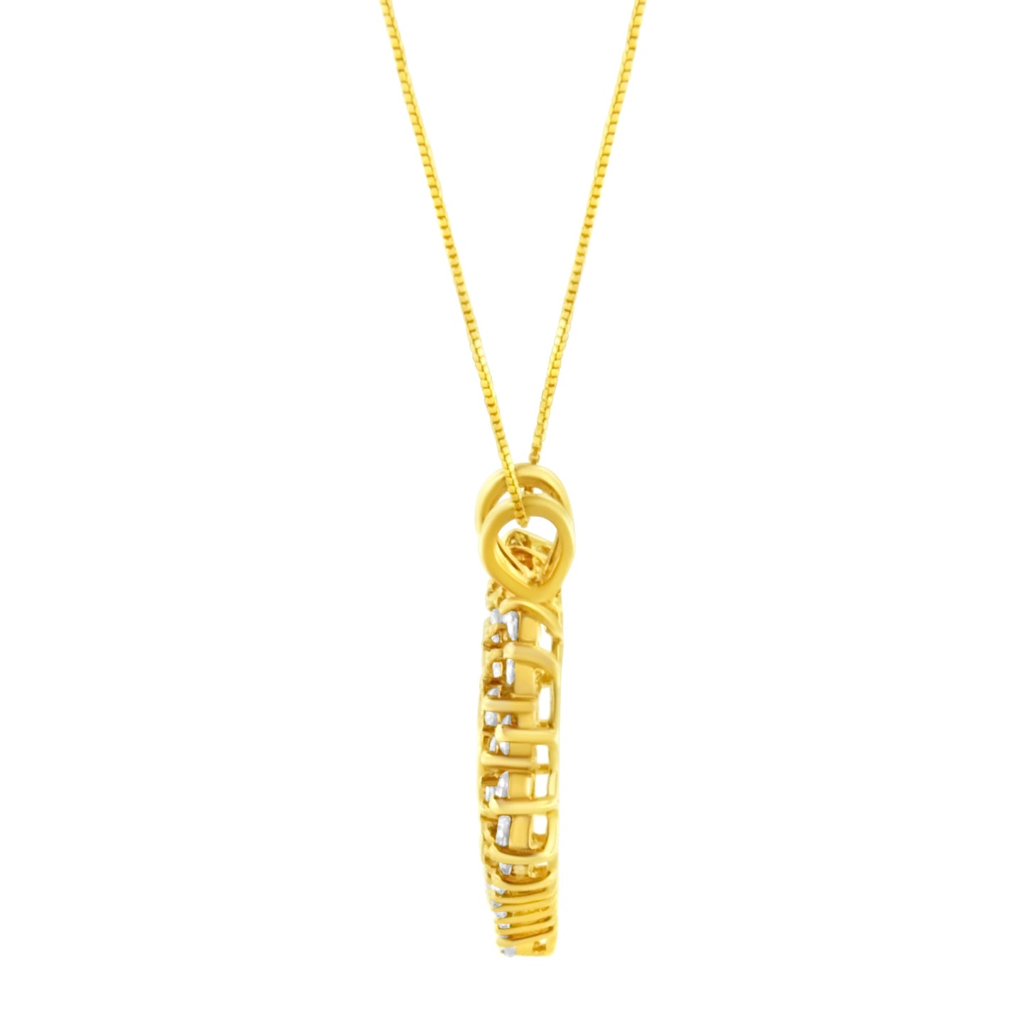 Collar de Péndulo en Forma de Corazón con Diamantes en Chapado de Oro Amarillo de 14K