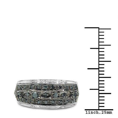 0.27 Carat Genuine Blue Diamond Sterling Silver Engagement Ring