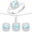 Ensemble de bijoux en topaze bleue et topaze blanche de 4,62 carats