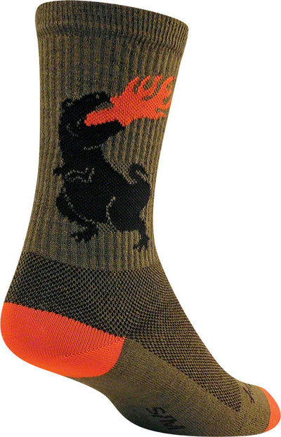 Chaussettes en Laine SockGuy Dinosaure - 6" Vert Petit/Moyen