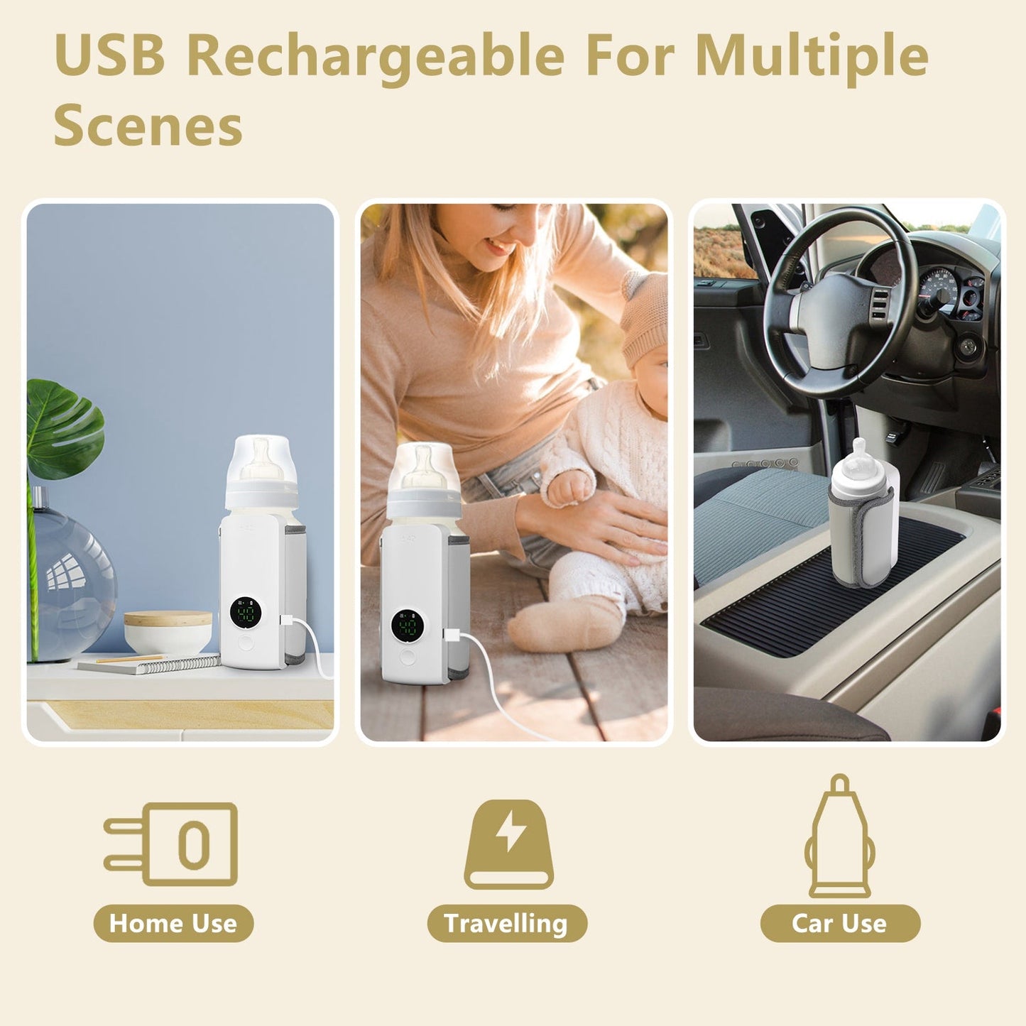 Chauffe-biberon portable USB rechargeable