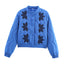 French Embroidered Cotton-Padded Bomber Jacket for Women
