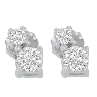 Pendientes de diamante cortados en redondo de oro blanco de 14 quilates