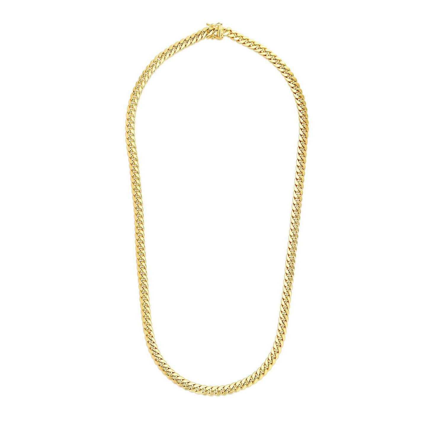 14k Yellow Gold Semi Solid Miami Cuban Chain - 6.9mm