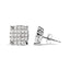 Boucles d'oreilles en diamant princesse en or blanc 10K en forme de coussin