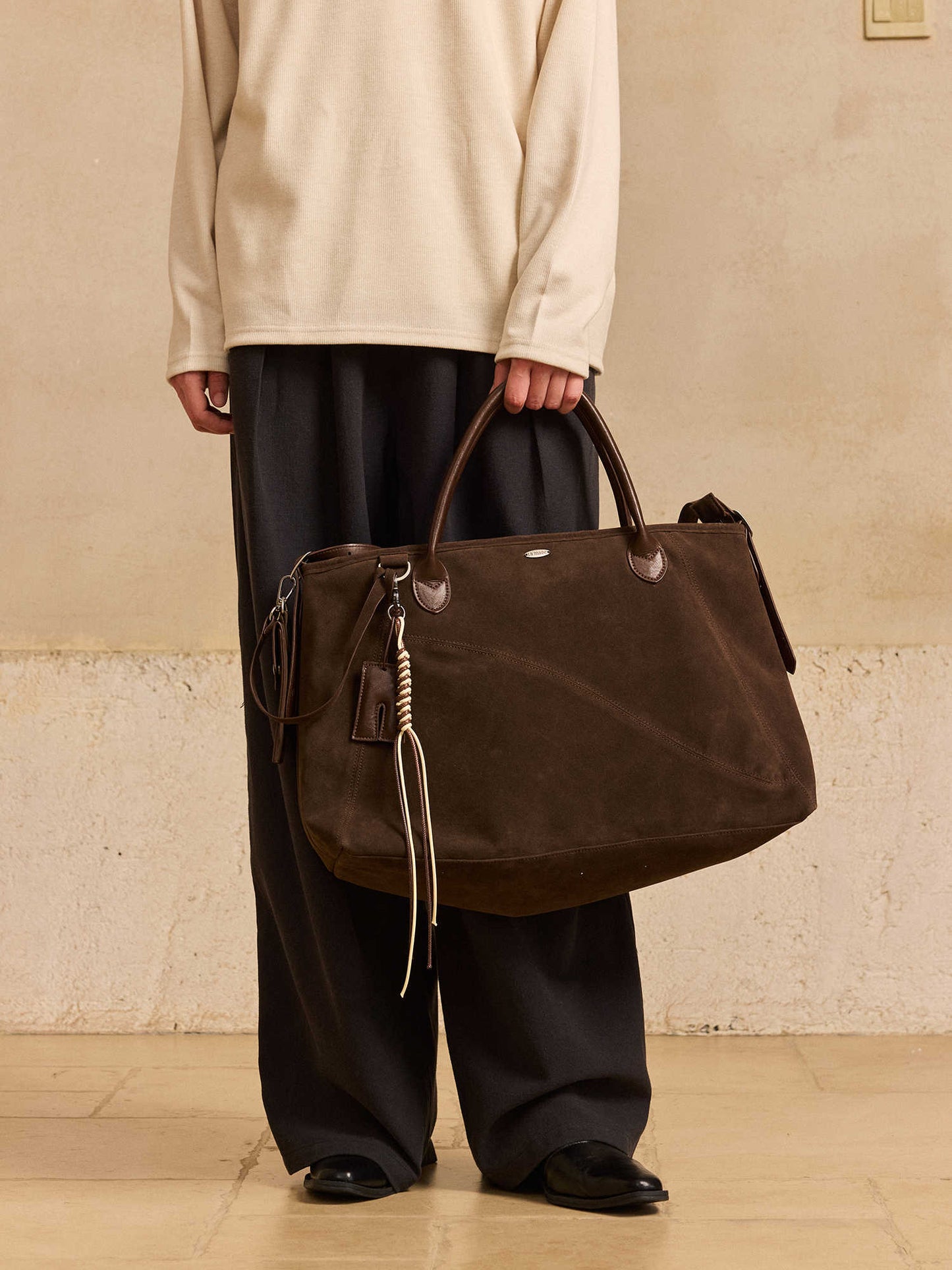Premium Suede One-Shoulder Travel Tote Bag