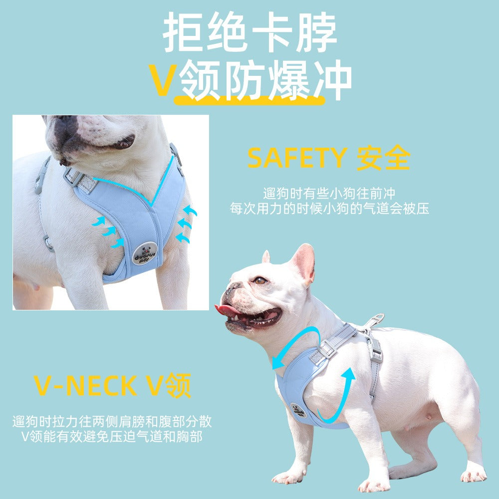 New style dog leash breathable pet chest and shoulder strap vest reflective dog leash pet leash - Korvel