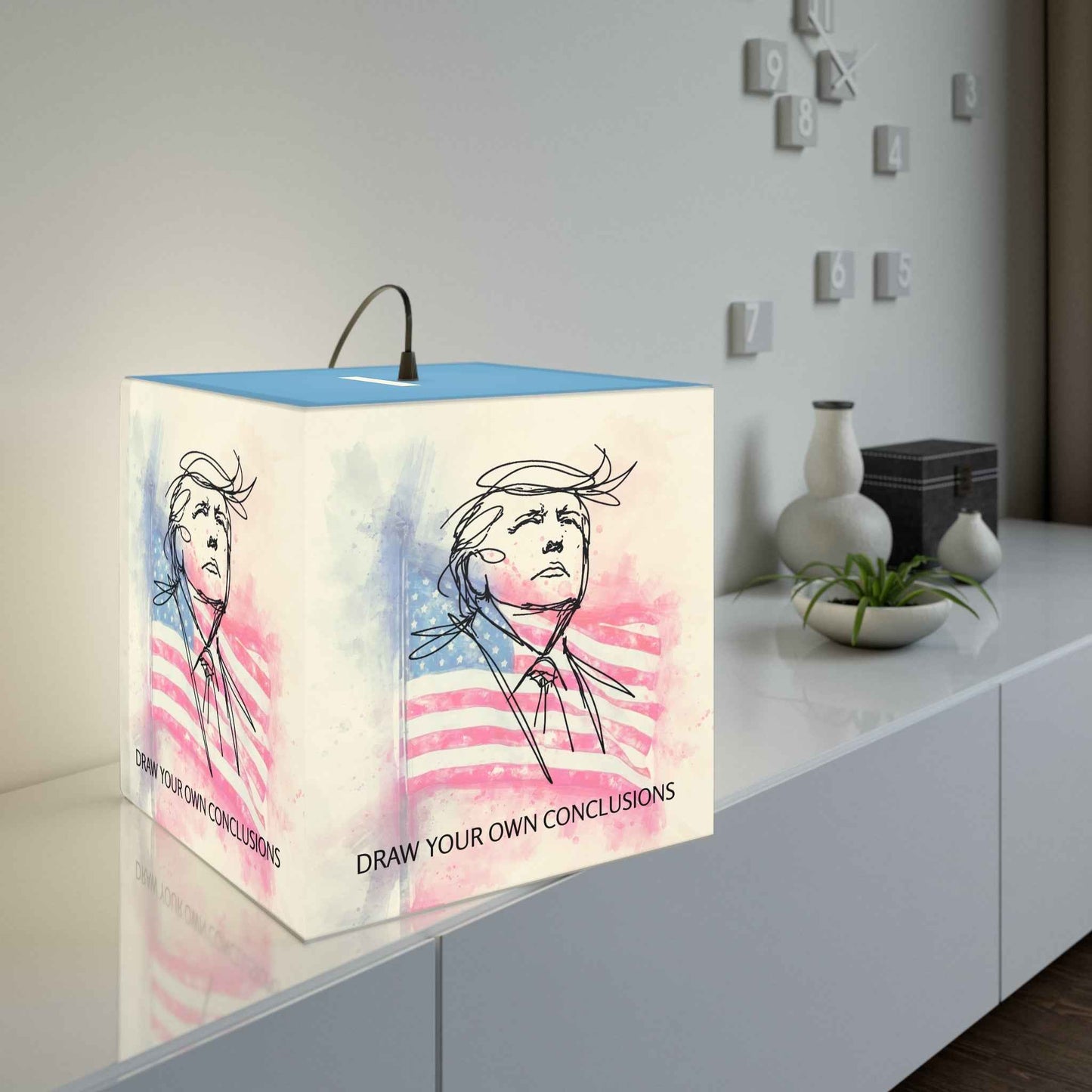 Draw Your Own Conclusions Patriotic Cube Lamp