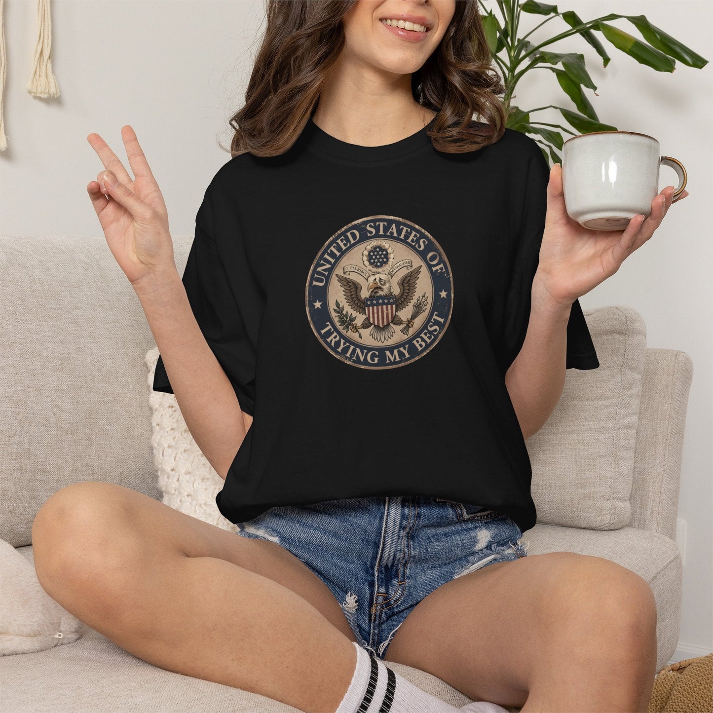 États-Unis de Faire de Mon Mieux T-Shirt Teint à la Garment