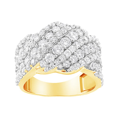 10K White Gold 3.00 Cttw Diamond Multi Row Cluster Band Ring - Size 7