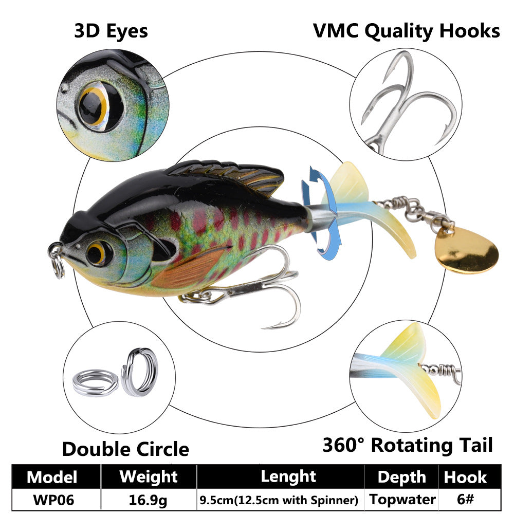 9.5cm/16.9g Propeller Rotary Tractor Bait Path Sub Bait Floating Water Rock Small Fat Water System Wave Climbing Fish bait - Korvel