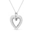 .925 Sterling Silver Double Heart Pendant Necklace