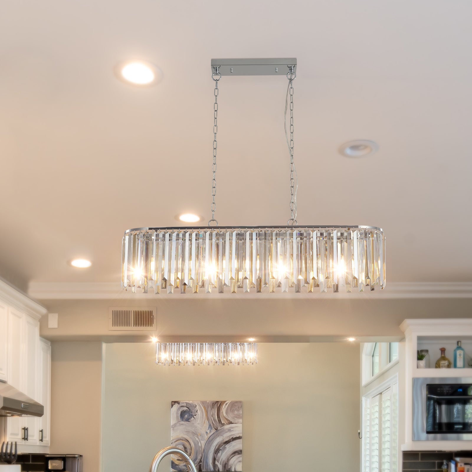 Modern Oval Crystal ceiling chandelier Luxury Home Decor Light Fixture - Korvel