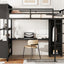 Lit mezzanine en métal premium avec armoire et bureau