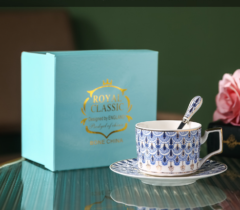 Fine Bone China Coffee Cup & Saucer - Russian Design