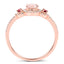 Bague en or rose 14K avec morganite de 0,63 carat, tourmaline rose et diamant
