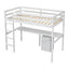 Twin Loft Wood Bed with Under-bed, Built-in Desk, a Storage Cabinet of 2 Drawers, Guardrails, Ladder,White - Korvel