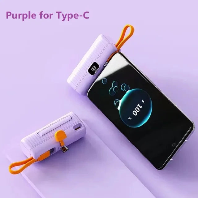 30000Mah Mini Power Bank Ingebouwde Kabel Powerbank Digitale Display Externe Batterij Draagbare Oplader Voor Iphone Samsung Xiaomi - Korvel