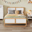 Modern Style Queen Size Solid Wood Platform Bed for Kids, Teens, Adults, No Need Box Spring, Walnut and White - Korvel