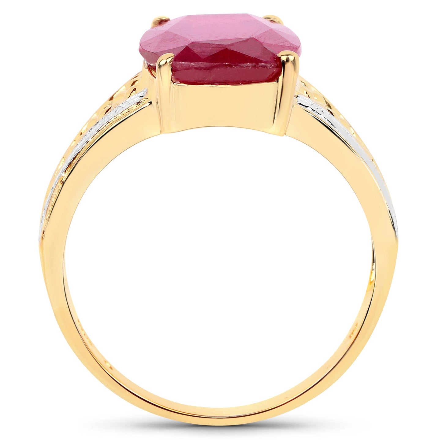 Anillo de Rubí Lleno de Vidrio de 7.50 Quilates Elegante en Plata Esterlina