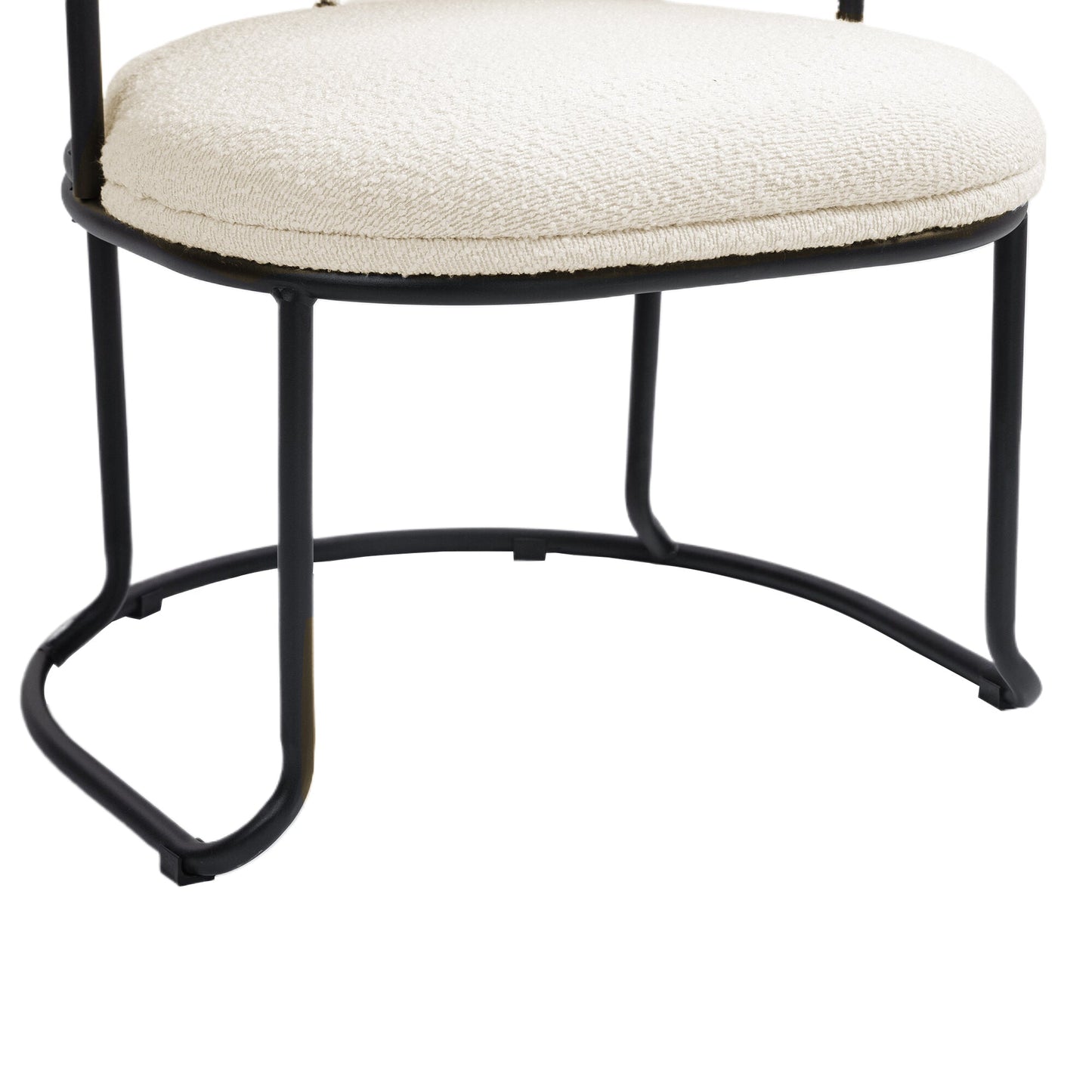 COOLCOOL Boucle dining chair set of two, medieval modern curved backrest chair, round cushion (beige Boucle) - Korvel