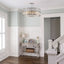 Modern crystal drum pendant light, 6-light pendant light, with silver metal frame (excluding light bulb) - Korvel