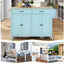 Mint Green Kitchen Island Cart with 4 Doors and Drawers